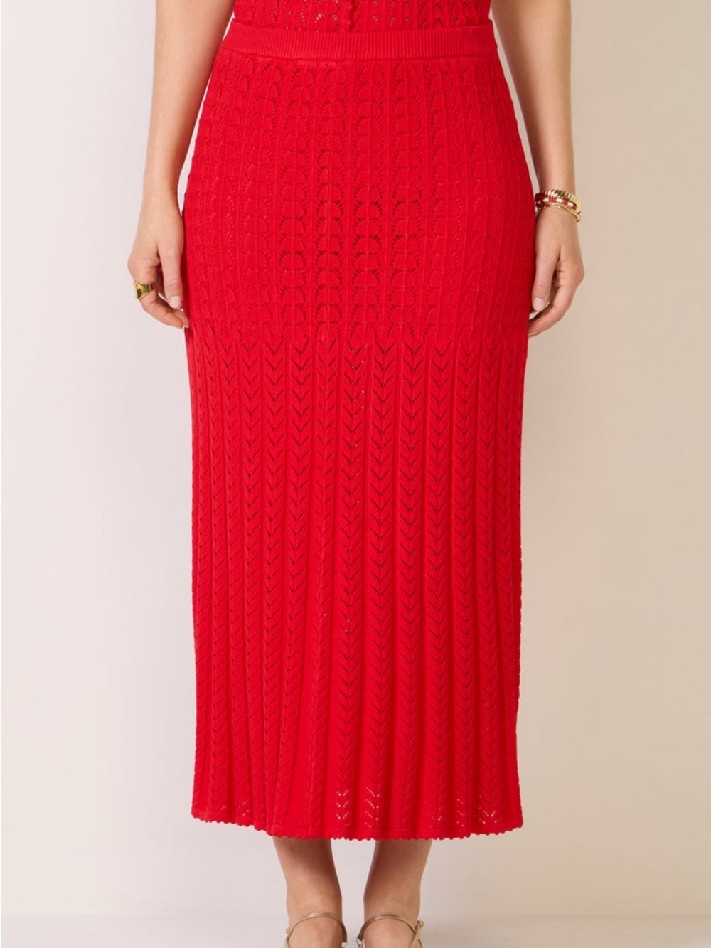Z Supply Red Knit Maxi Skirt
